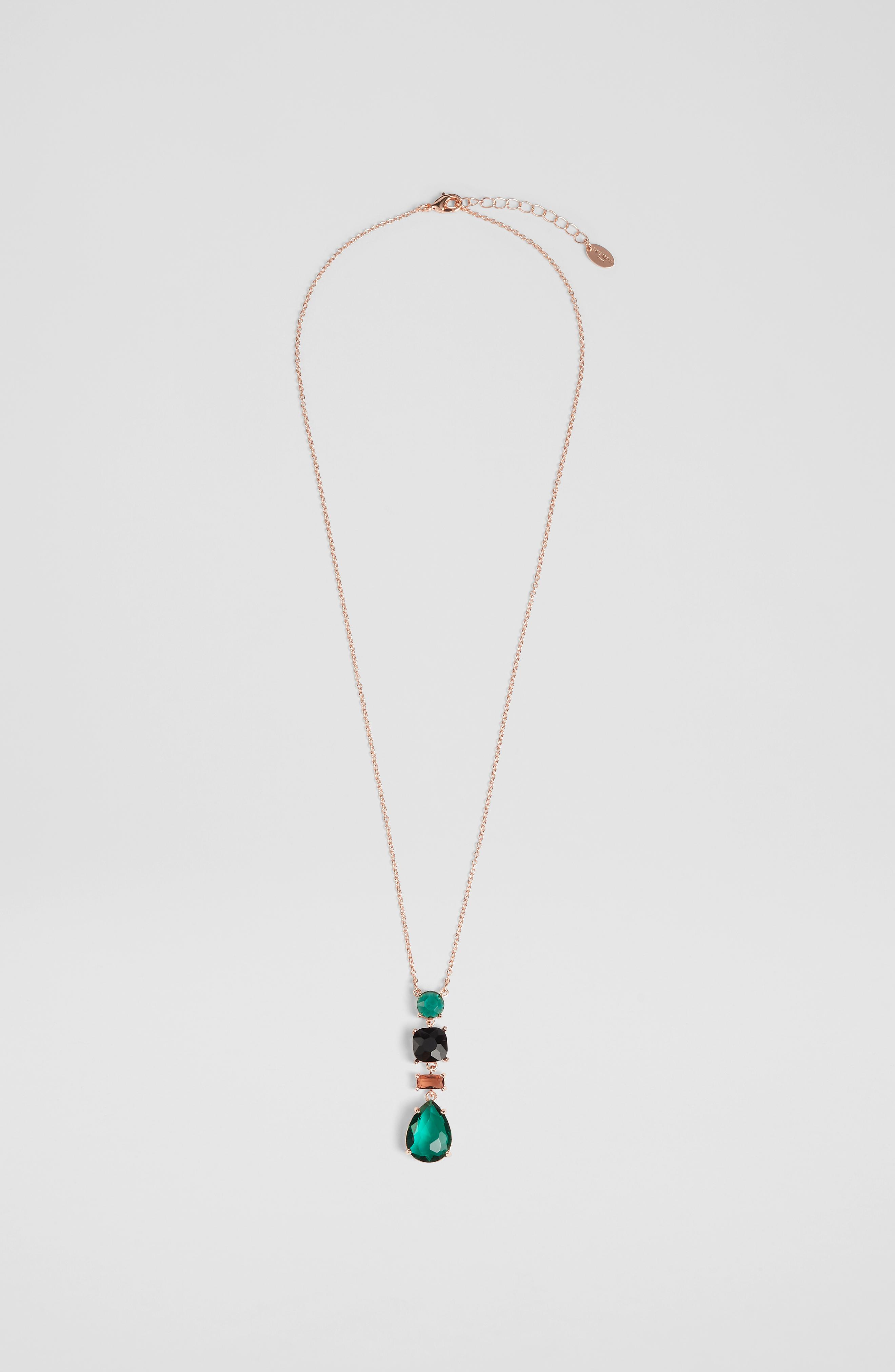 Suzie Green And Black Crystal Drop Necklace